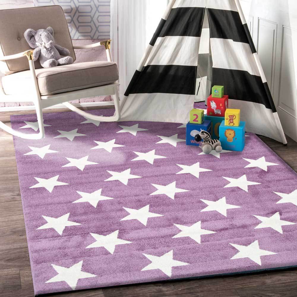 Piccolo Violet Pink and White Stars Kids Rug