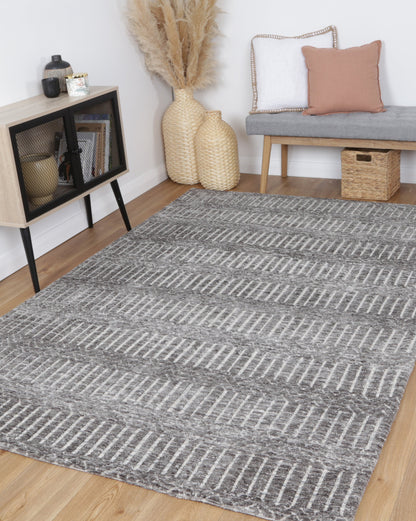 Amritsar Attari Charcoal & Beige Cotton Blend Rug