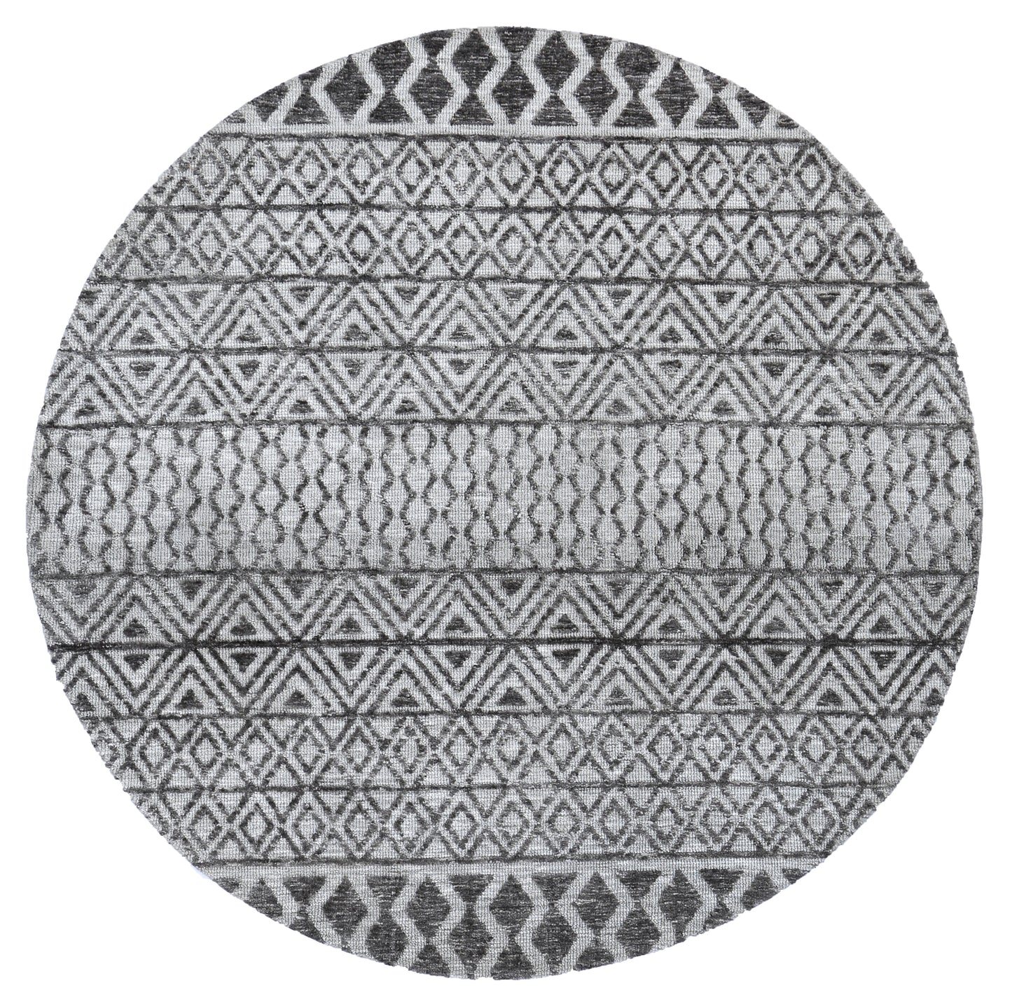 Amritsar Ramdass Grey Round Cotton Blend Rug