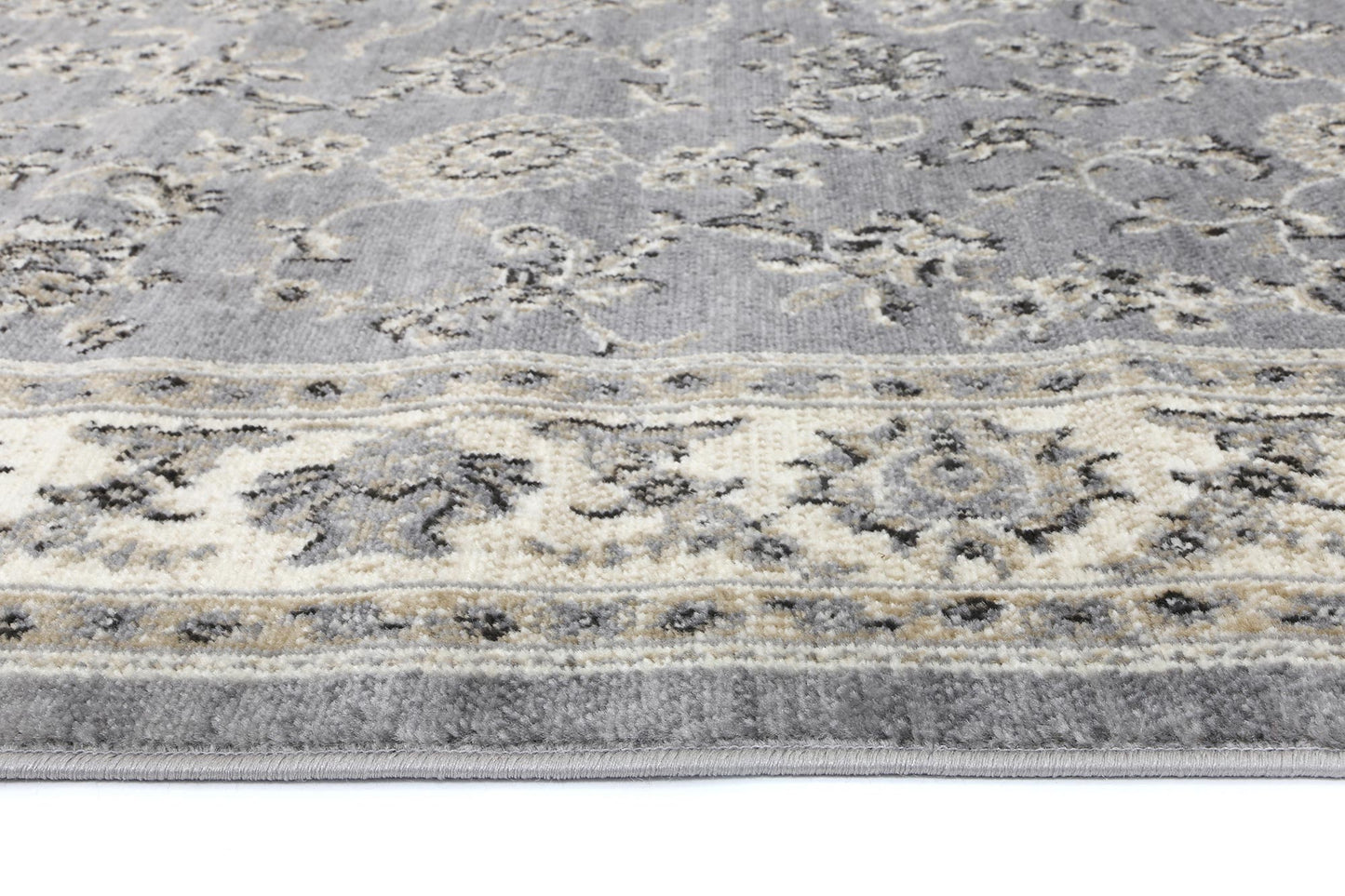 Arya Grey Cream Border Rug