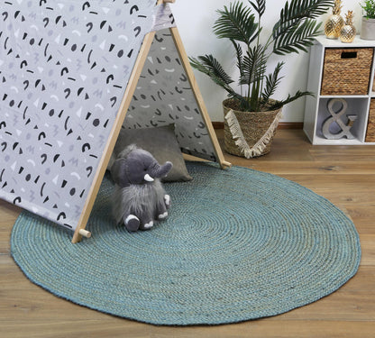 Organica Tundra Blue Jute Round Rug