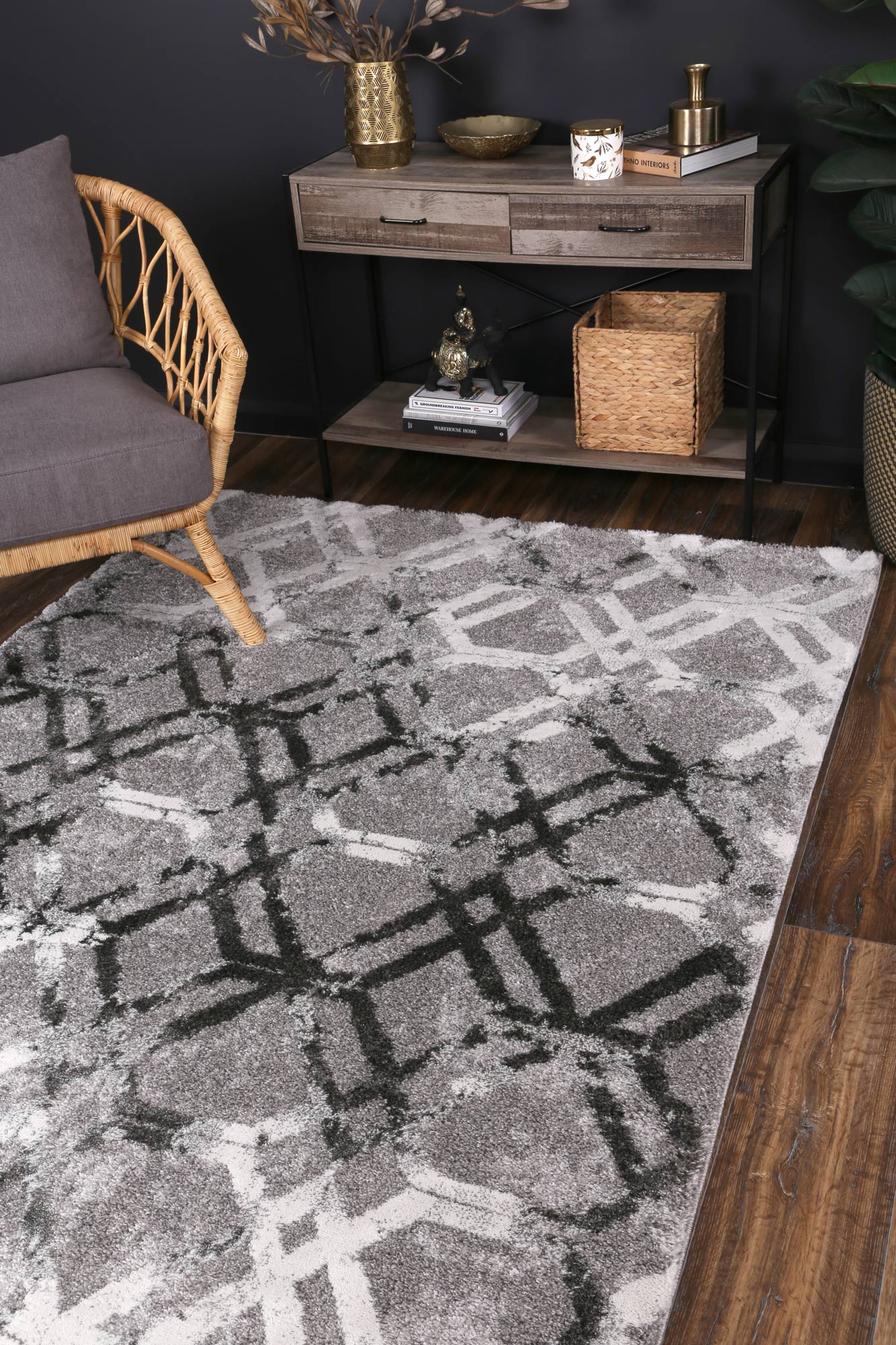 Century Flavius Grey Plush Rug