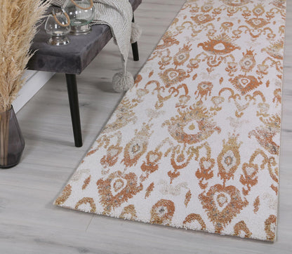 Chelsea Cream and Beige Geometric Ikat Rug