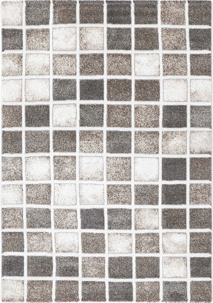 Chelsea Patchwork Grey and Beige Plush Rug