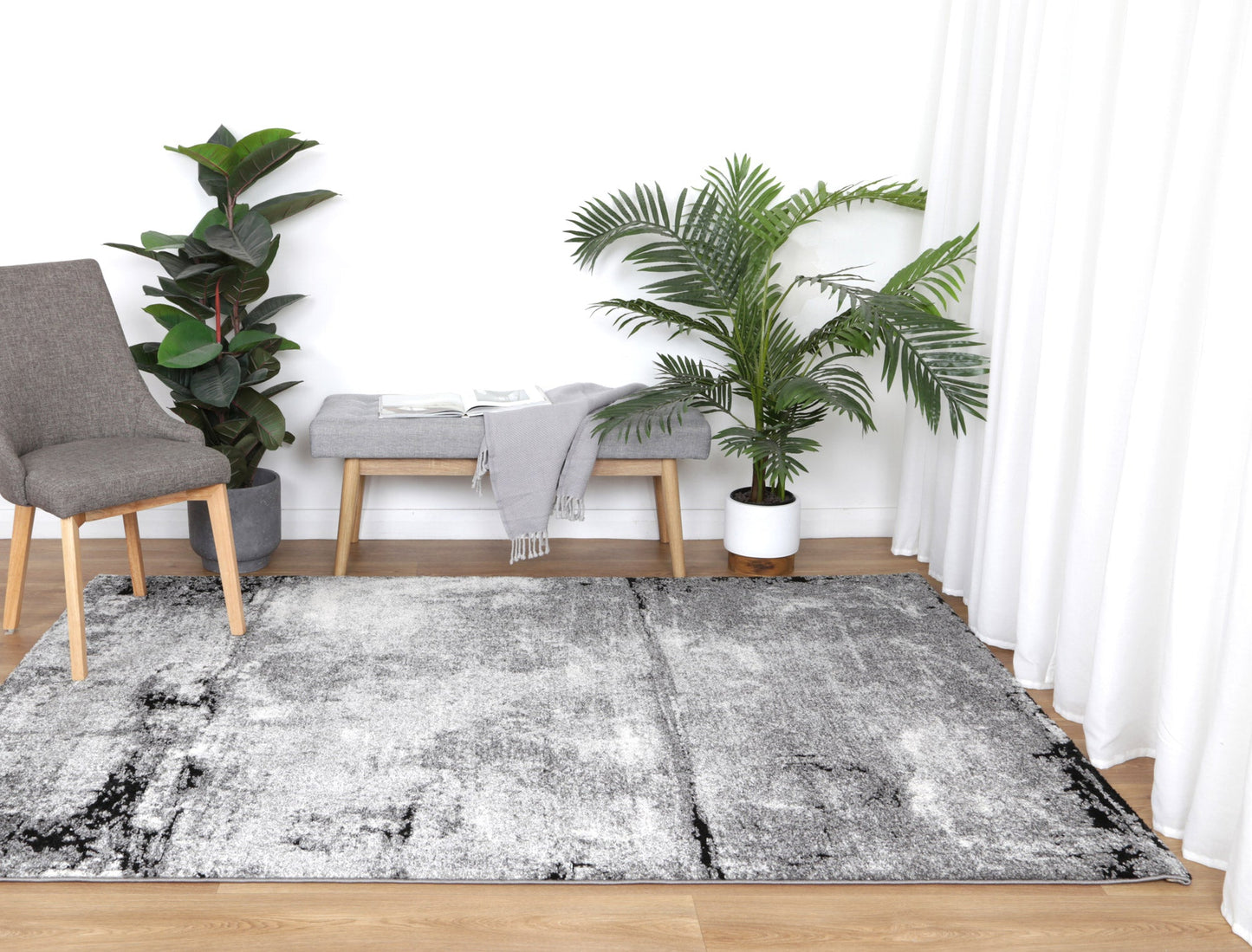 Chelsea Marble Grey Plush Rug