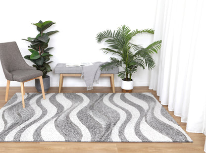 Chelsea Waves Grey Plush Rug