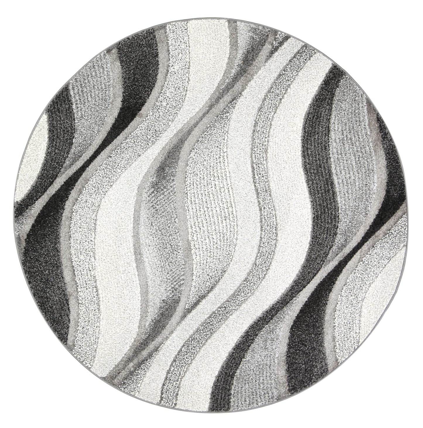 Chelsea Waves Grey Plush Round Rug