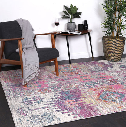 Delicate Ikat Multi Coloured Rug