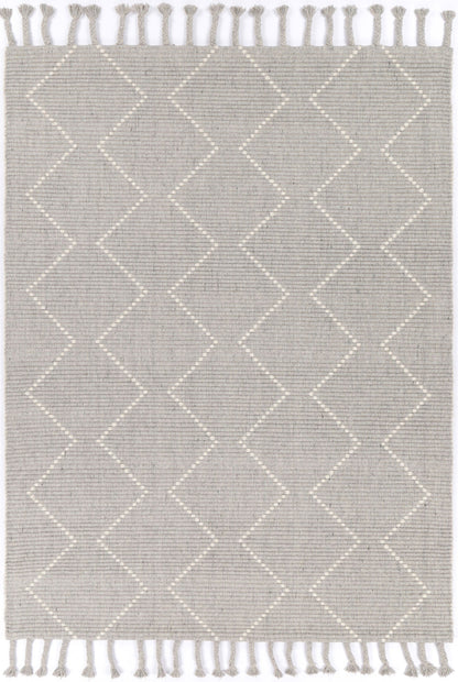 Goa Zig-Zag Wool Blend Grey Rug