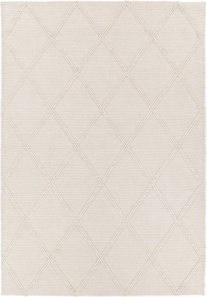 Goa Lattice Wool Blend Cream Rug (No Tassel)