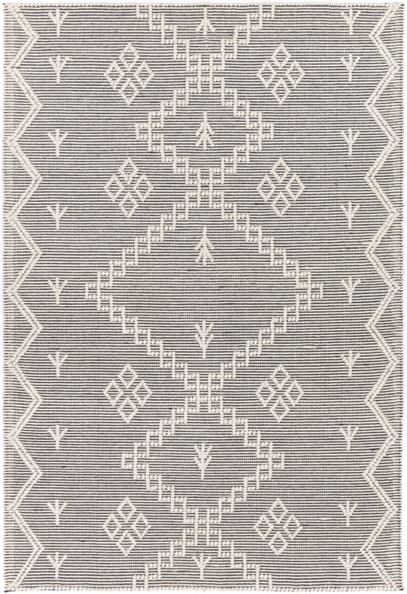 Goa Aztec Wool Blend Cream Rug (No Tassel)