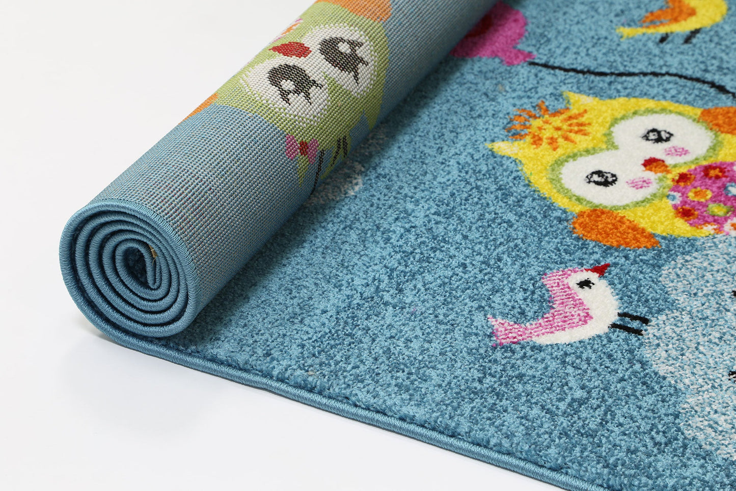 Happy Feet Baby Birds Blue Kids Rug