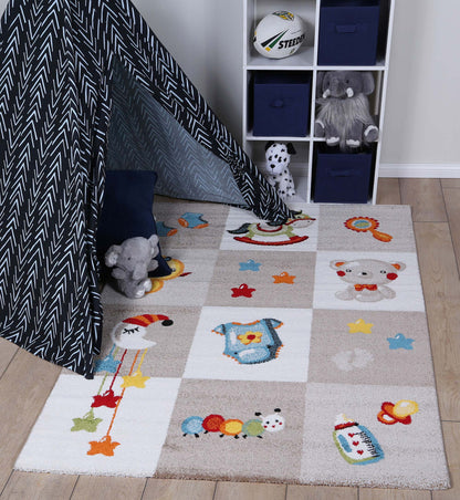 Happy Feet Bouncing Baby Grey Kids Rug