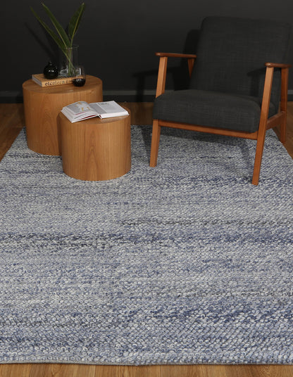 Harlow Loopy Blue Wool Blend Rug