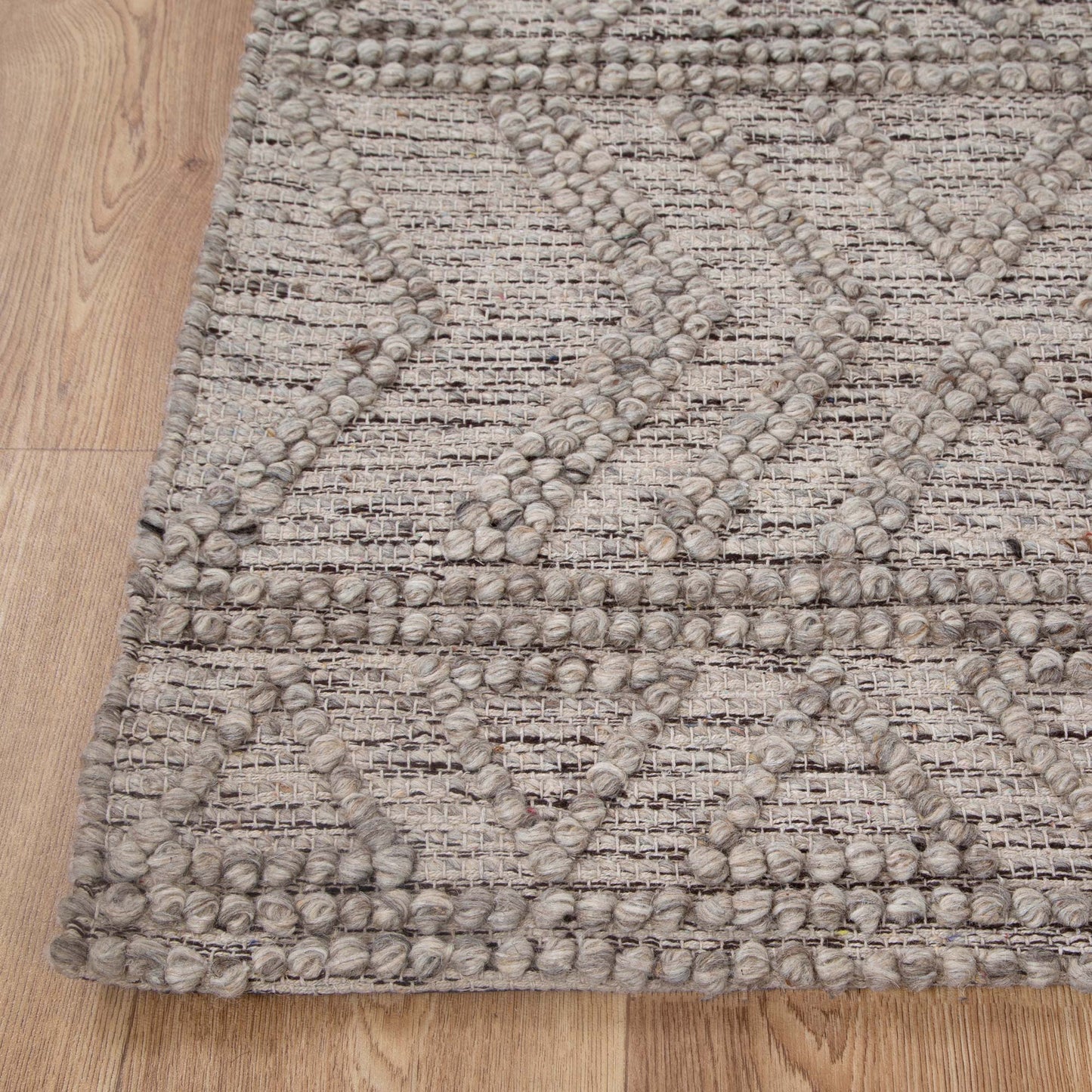 Himalaya Lattice Tribal Ash Wool Rug