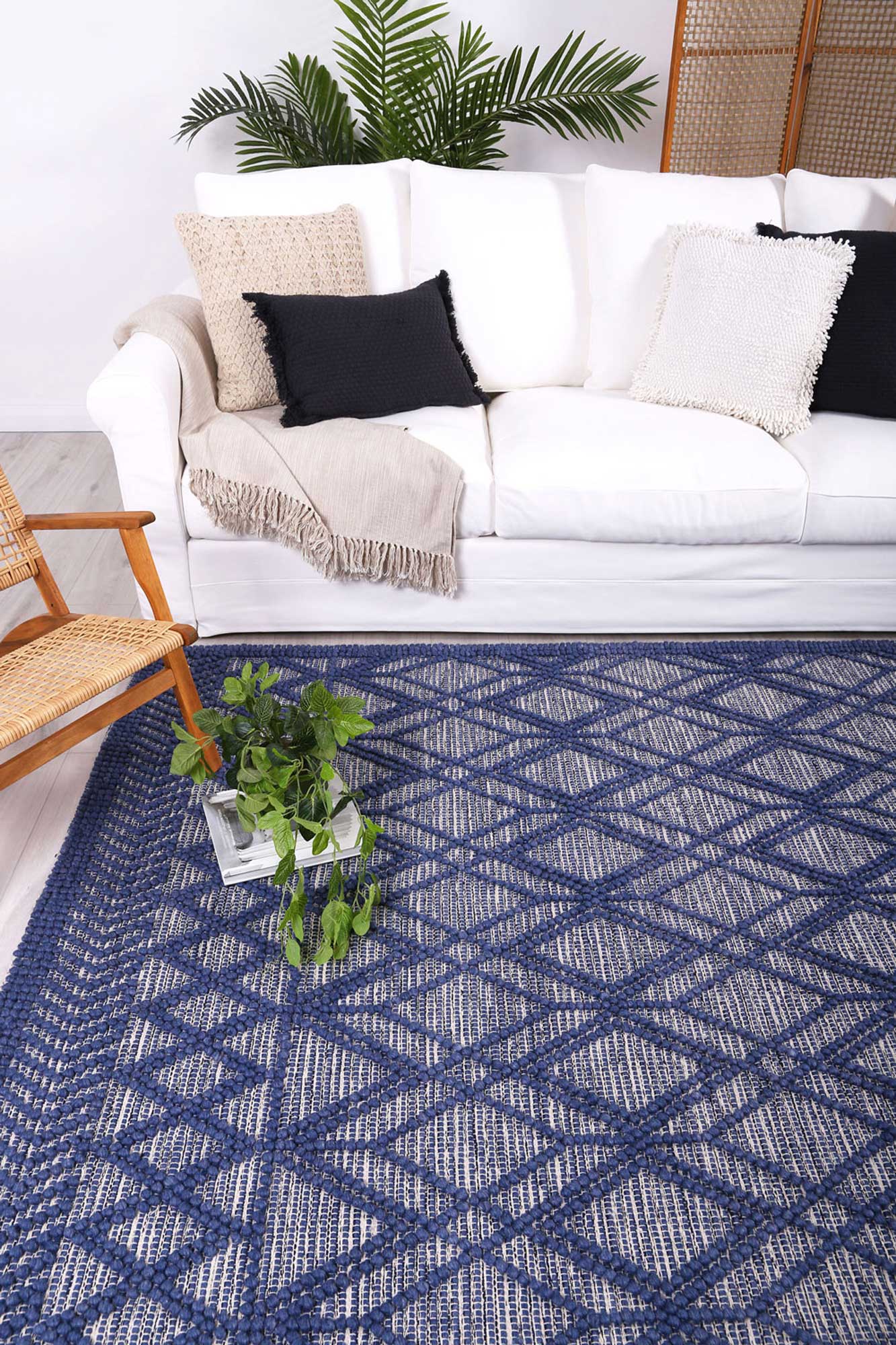 Himalaya Cobblestone Tribal Blue Wool Rug