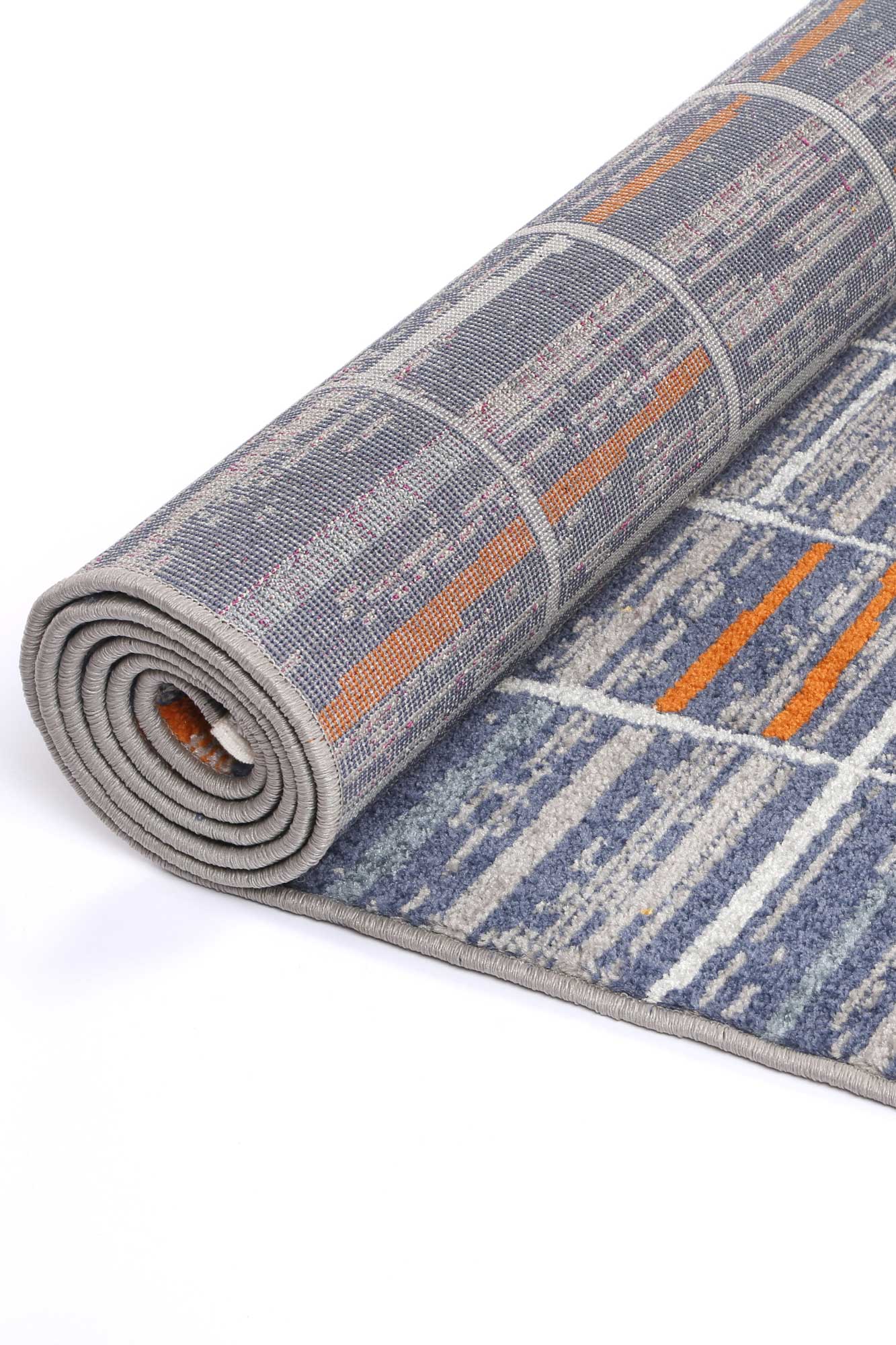 Inca Talca Blue & Orange Contemporary Rug