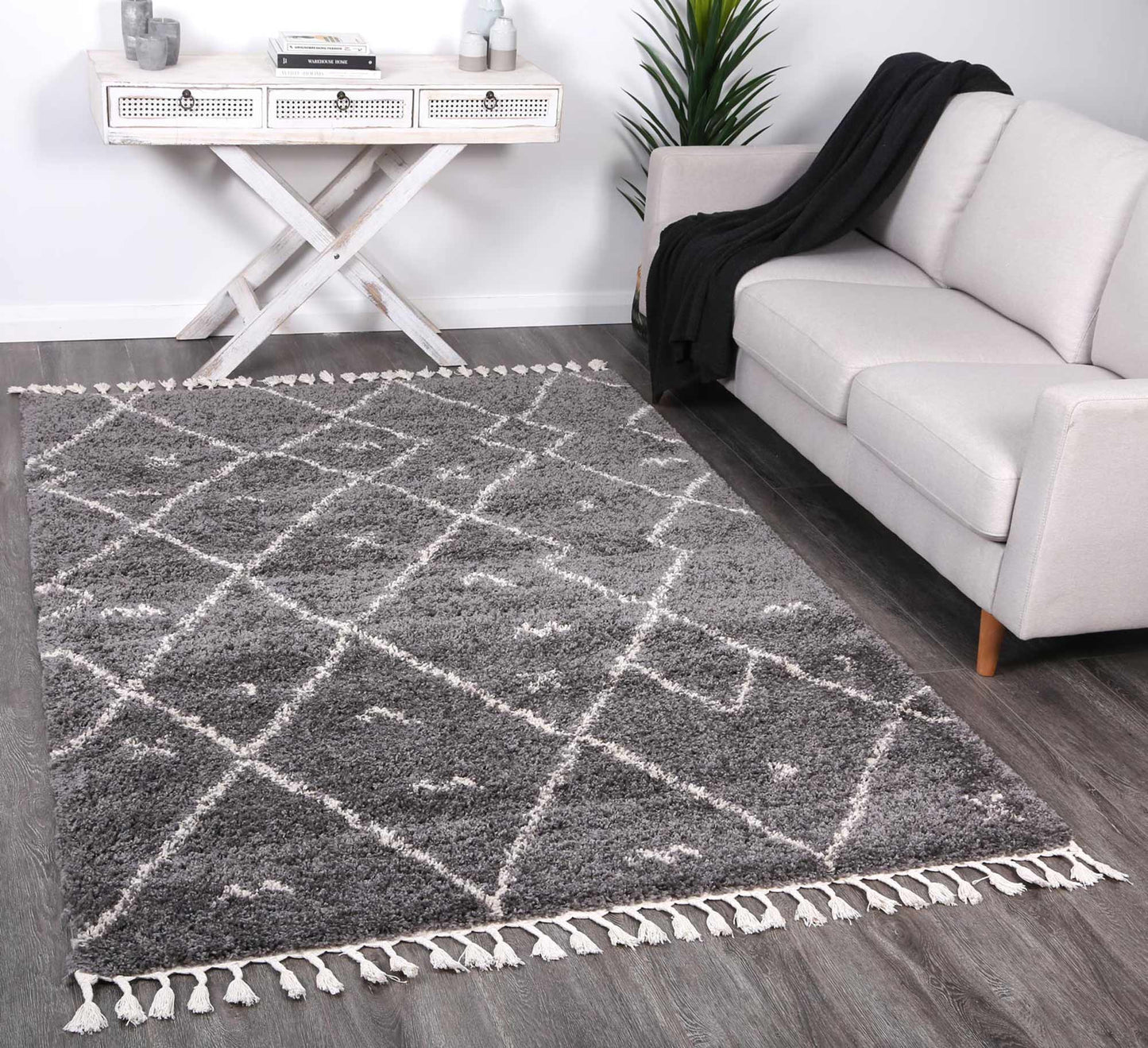 Kasbah Mizzie Tribal Grey Cream Rug