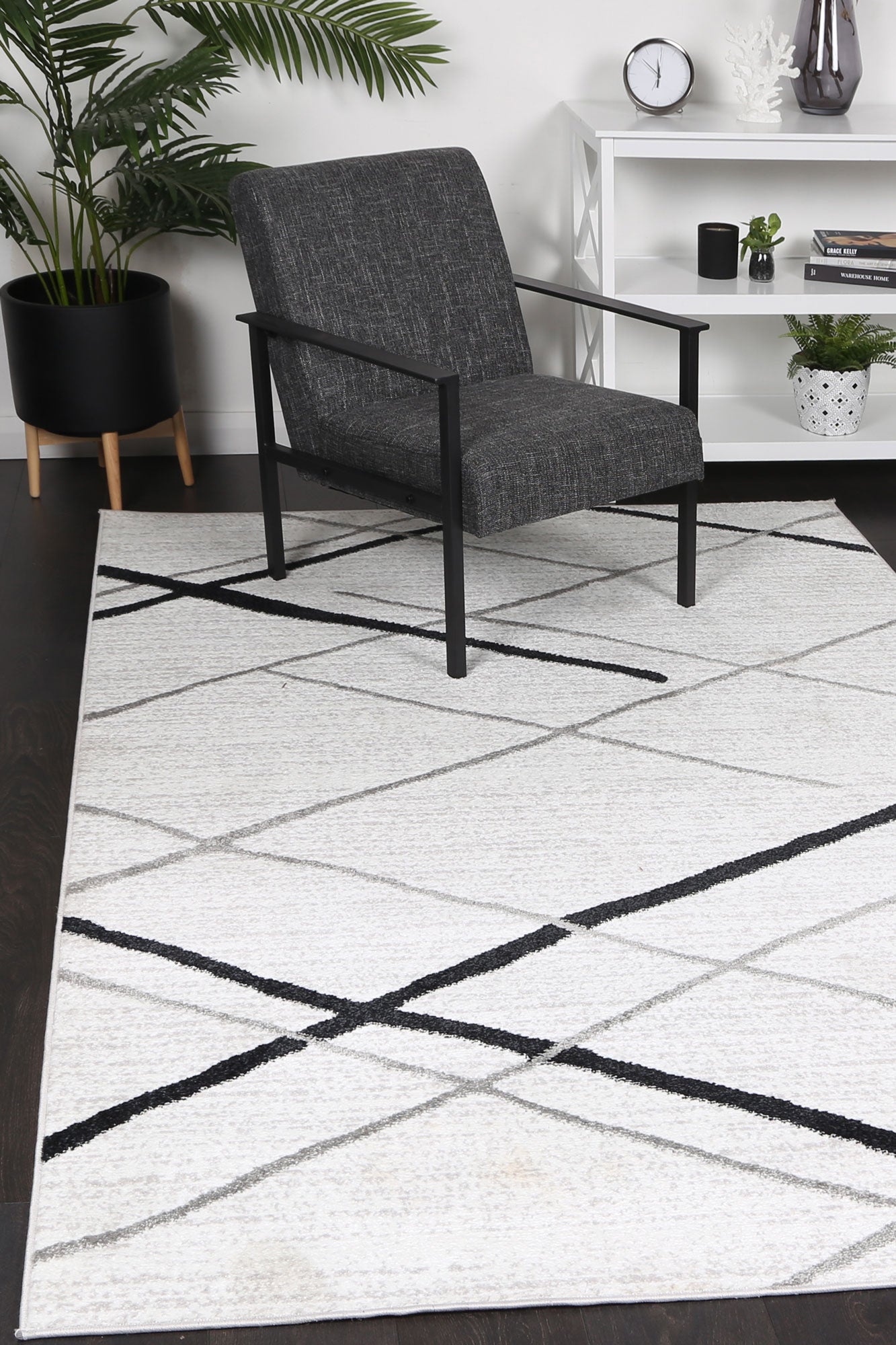 Kimberley Lattice Salt & Pepper Contemporary Rug