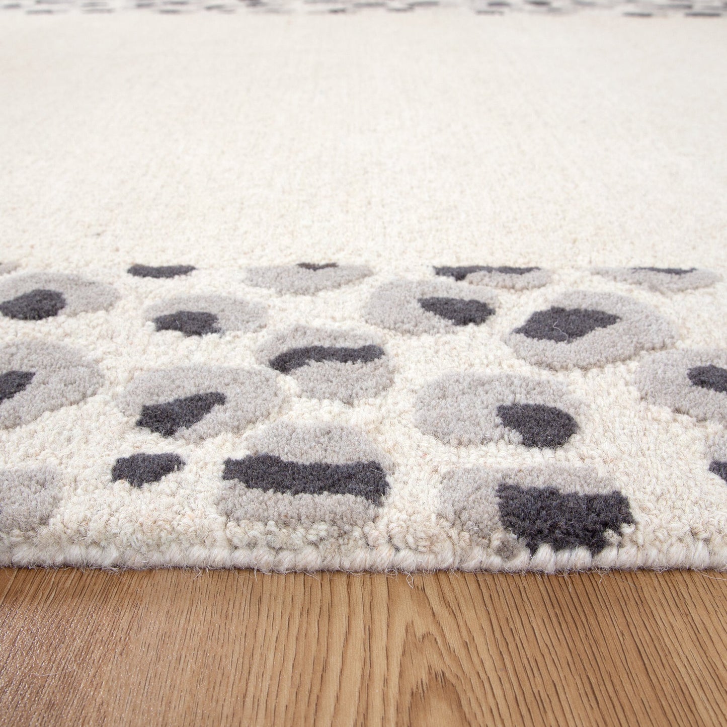 Les Nomades Leopard Cream Grey Wool Rug