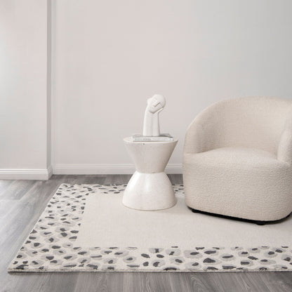 Les Nomades Leopard Cream Grey Wool Rug