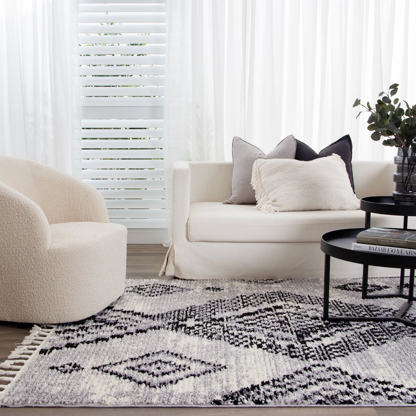 Mansour Aztec Grey Geometric Rug