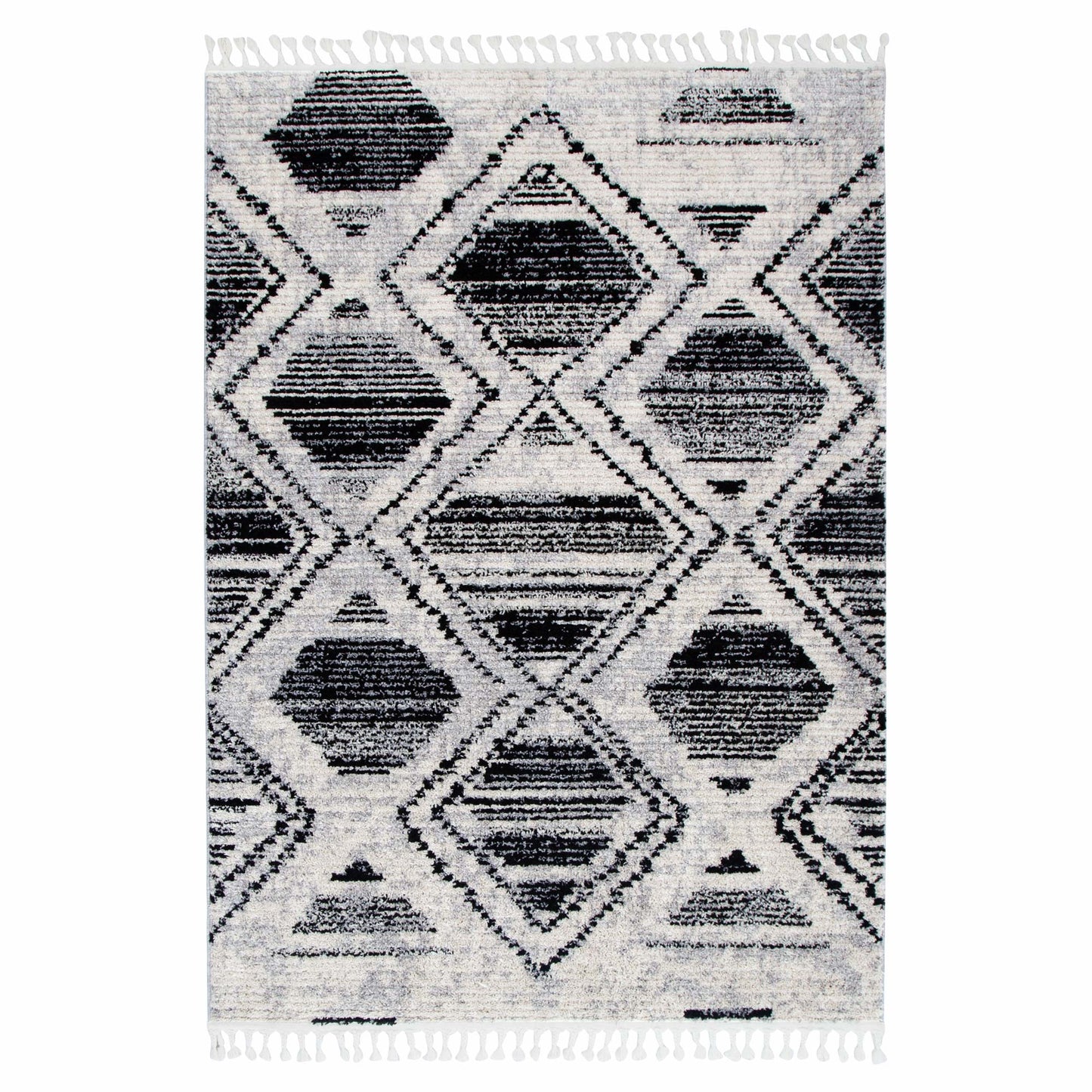 Mansour Diamond Black & White Geometric Rug