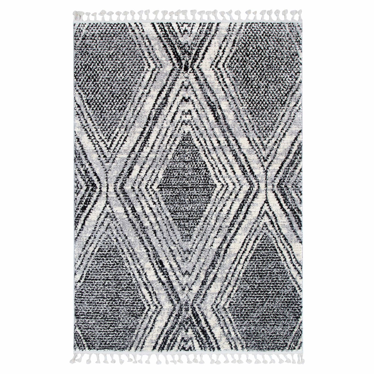 Mansour Harlequin Black & White Geometric Rug