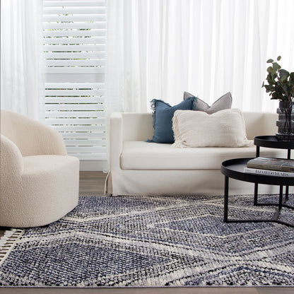 Mansour Harlequin Blue Geomteric Rug