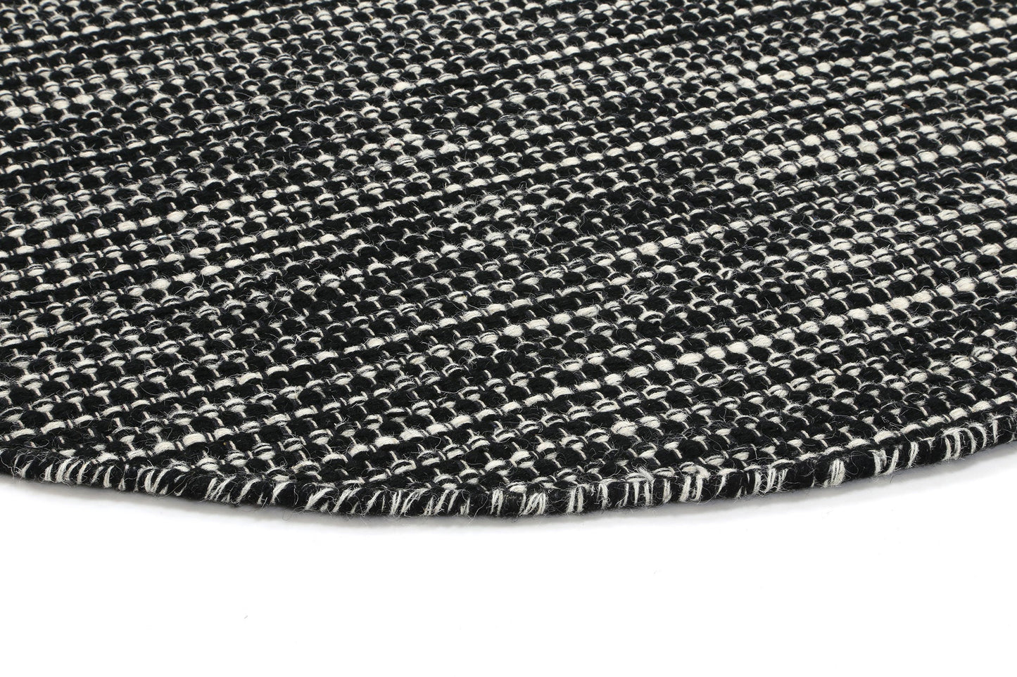 Nordic Black & White Reversible Wool Round Rug