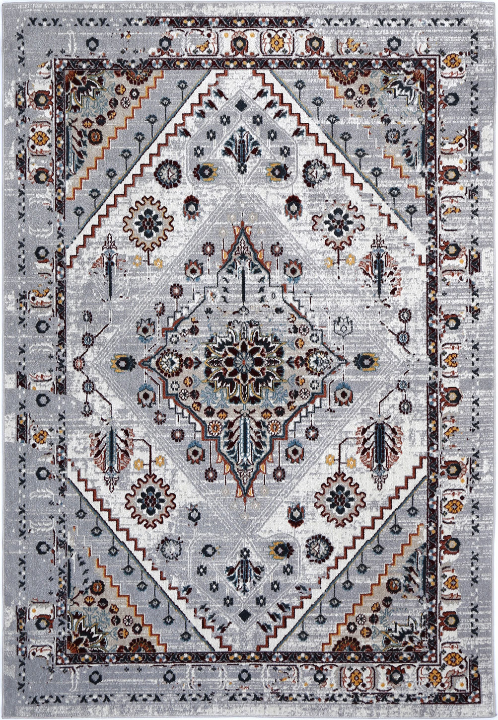 Oporto Santos Grey & Rust Traditional Soft Rug