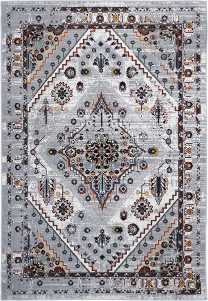 Oporto Santos Grey & Rust Traditional Soft Rug