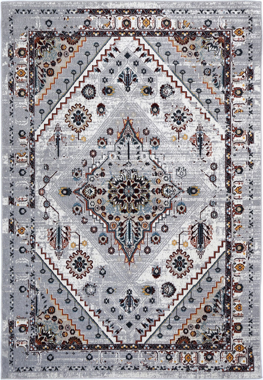 Oporto Santos Grey & Rust Traditional Soft Rug