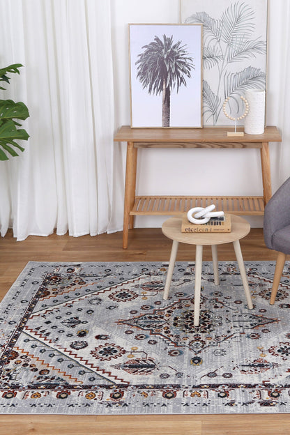 Oporto Santos Grey & Rust Traditional Soft Rug