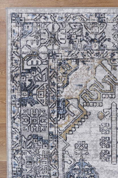 Oporto Taicang Blue & Grey Traditional Soft Rug