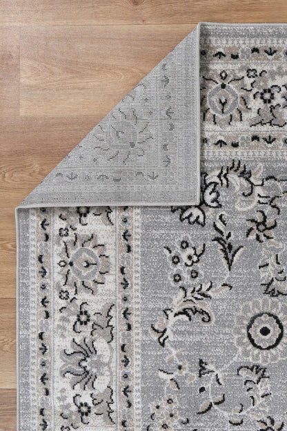 Oporto Hamburg Grey Traditional Soft Rug