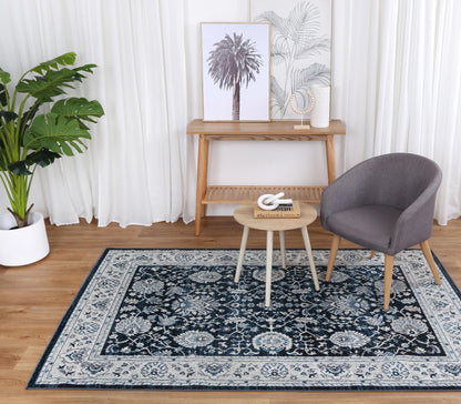 Oporto Salalah Blue Traditional Soft Rug