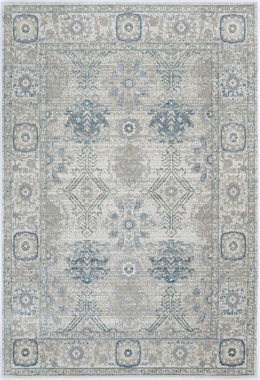 Oporto Antwerp Cream & Blue Traditional Soft Rug