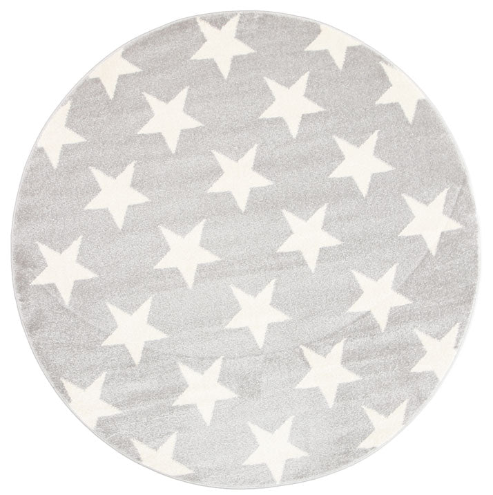 Piccolo Charcoal and White Stars Kids Round Rug