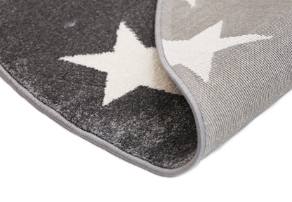 Piccolo Light Grey and White Stars Kids Round Rug