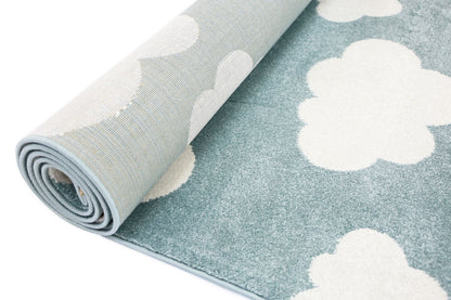 Piccolo Aqua White Cloud Kids Rug