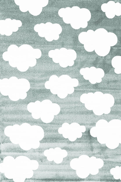 Piccolo Aqua White Cloud Kids Rug