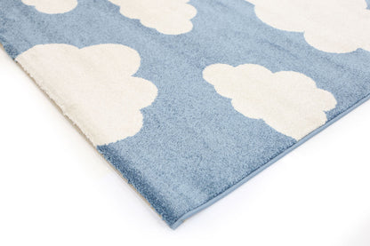 Piccolo Blue and White Cloud Kids Rug