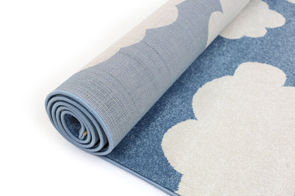 Piccolo Blue and White Cloud Kids Rug