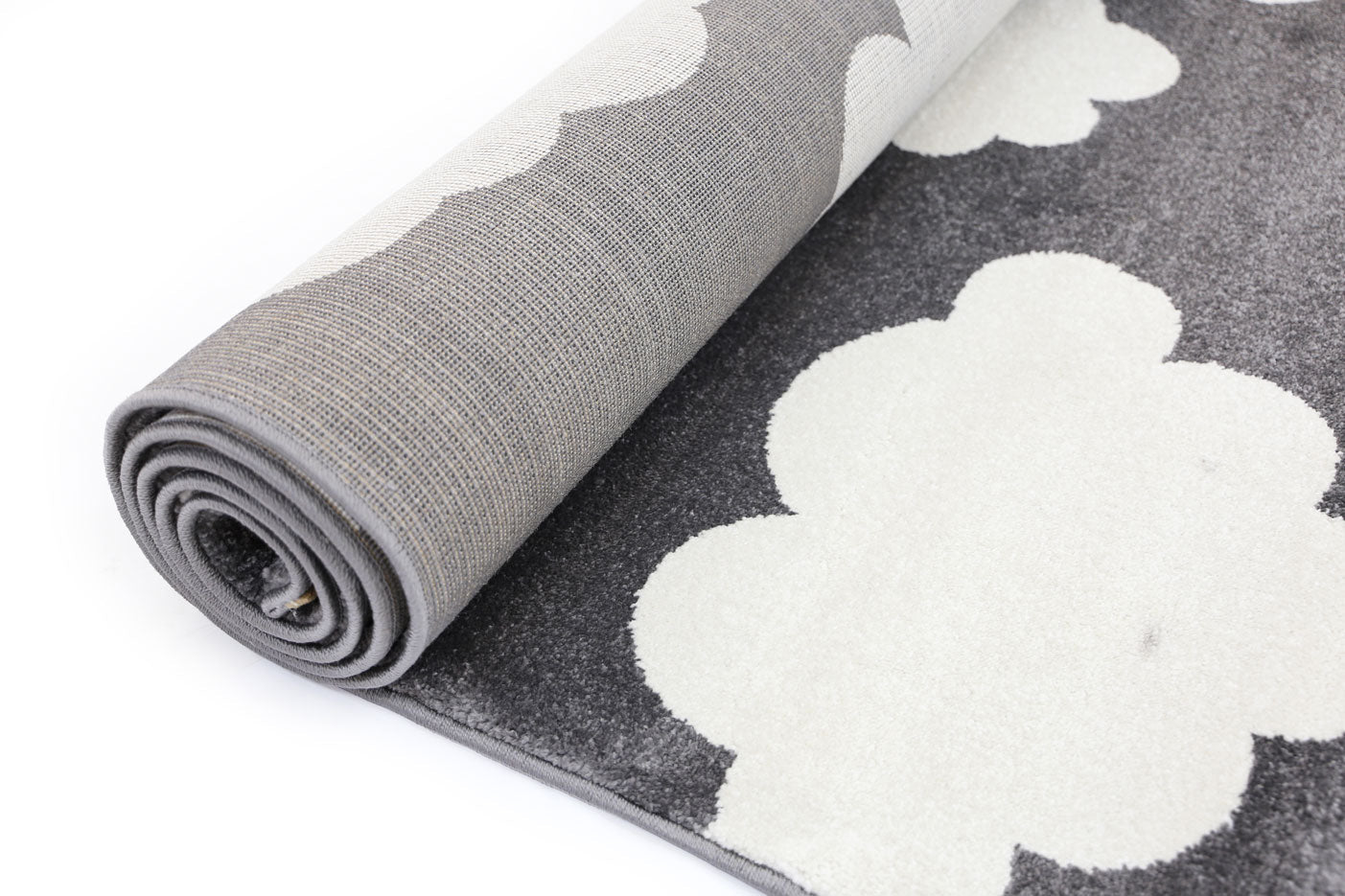 Piccolo Dark Grey and White Cloud Kids Rug