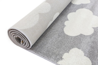 Piccolo Grey White Cloud Kids Rug