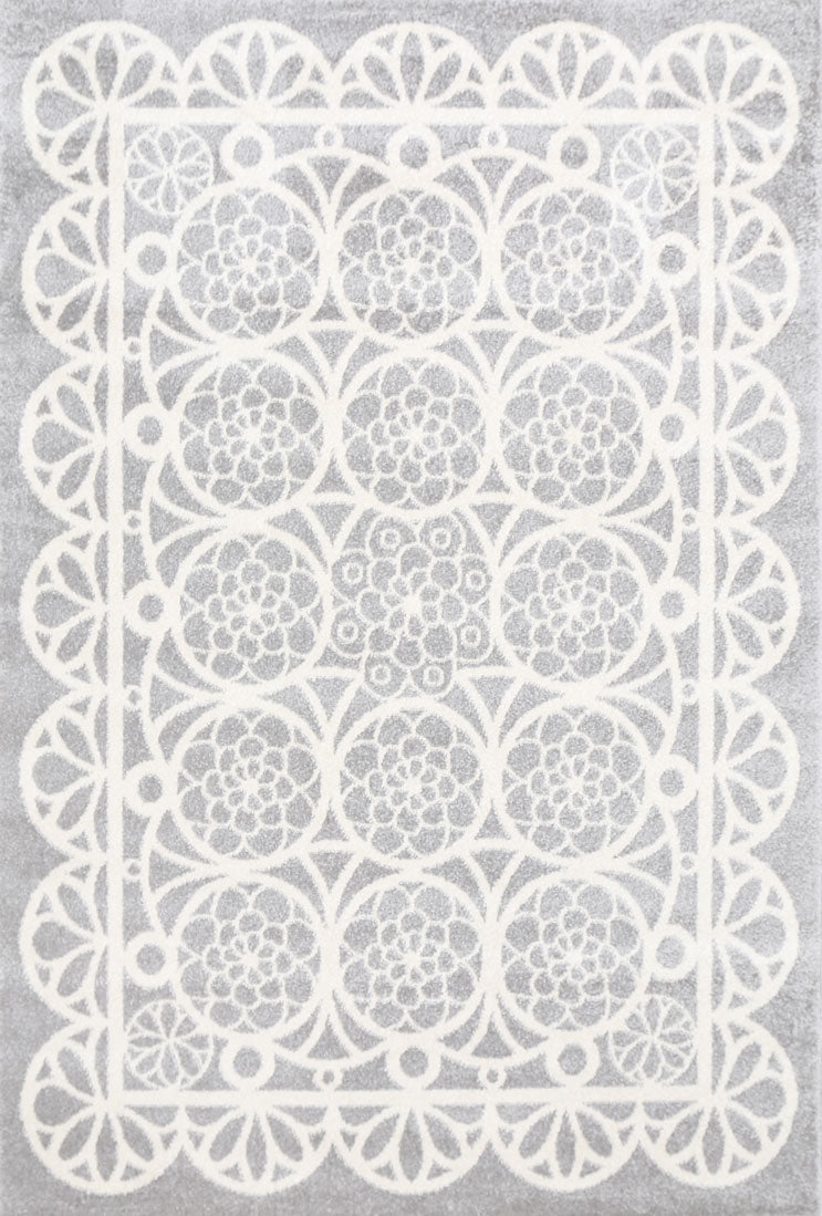 Piccolo Grey and White Doily Kids Rug