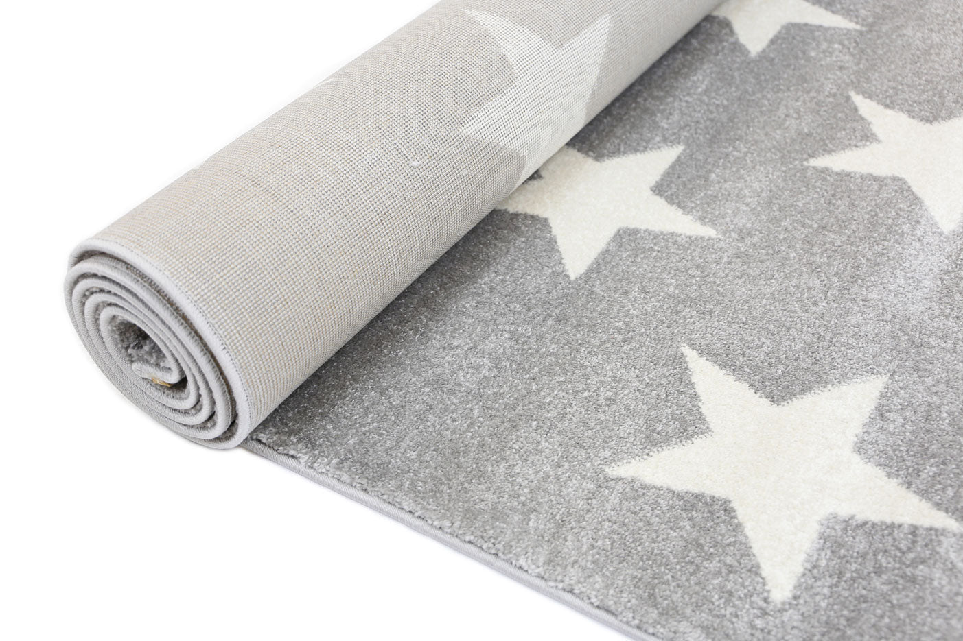 Piccolo Light Grey and White Stars Kids Rug