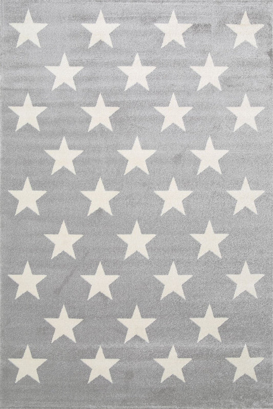 Piccolo Light Grey and White Stars Kids Rug