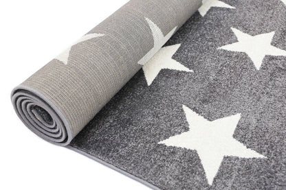 Piccolo Charcoal and White Stars Kids Rug